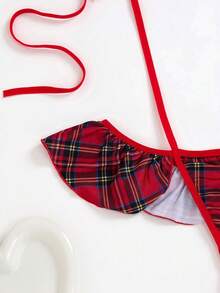 1件情人节性感吊带蝴蝶结连体衣 - 紅色 - 查看 5