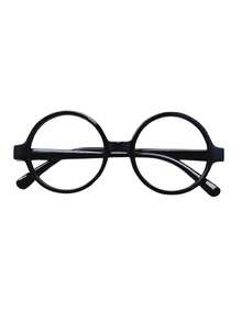 Unisex Round Black Wizard Glasses Frame, No Lenses, Suitable For Travel, Birthday Party, Cosplay And Outfit Matching - Geek Party Supplies, Unisex Solid Color Decorative Photo Props, Stage Performance Props - Simple And Cute Costume Prop - Black - View 8