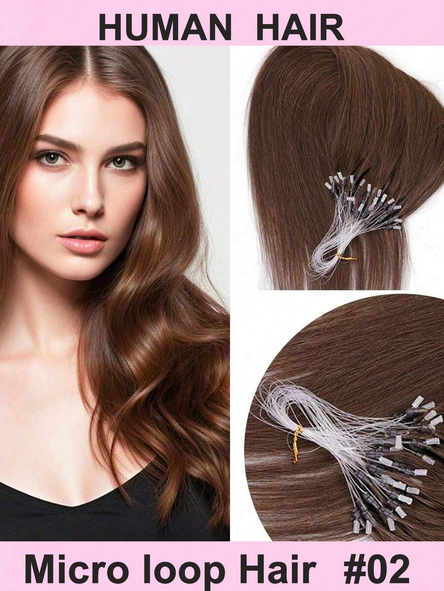 50 Strands Micro Loop Hair Extensions Real Human Hair Invisible Micro Nano Beads Hair Extensions Micro Loop Hair Extensions Straight Micro Link Real Human Hair Hair Invisible Beads Thick Micro Ring Loop Hair Extensions Utral Smooth And Super Soft Silky Straight Micro Loop Human Hair Extensions For Woman - S2 - Xem 1