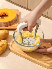 3-In-1 Plastic Manual Potato Garlic Press - Kitchen Tool For Making Vegetable Puree, Non-Slip Handle, Easy To Clean - Multicolor - View 2