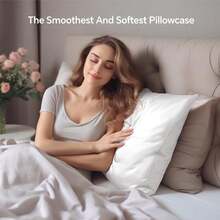 INFIIXSO Mulberry Silk Pillowcase For Hair And Skin, Silk Pillow Cases Standard Size With Hidden Zipper 20x26 Inches, Extraordinary Smooth And Soft Cooling Pillow Cases For Hot Sleepers(White, 1 Pack),Standard(20inchX26inch),White - 白色 - 查看 4