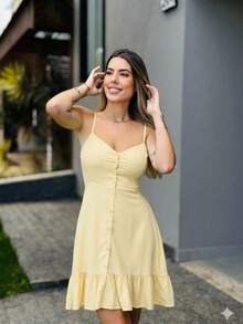 Sophisticated Ayla Short Dress - Yellow - View 2