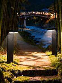 1pc Solar Powered 7-Shaped Lawn Light, Outdoor Waterproof Garden Path Light, Minimalist Landscape Lighting For Villa Lawn, Garden Path Guidance, Nighttime Ambiance Enhancement, Automatic Light Control And Luxury Scene Decoration