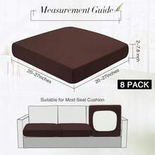 Newwiee 8Pcs Patio Cushion Covers Stretch Outdoor Cushion Cover Replacement For Patio Furniture Sofa Couch Slipcovers, Soft Flexibility Washable Furniture Protector(Waterproof Pure,Dark Coffee),One-Size,DarkCoffeeWaterproofPure - 純黑咖啡防水 - 查看 3