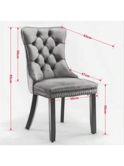 Furniture, Nikki Collection Moderne High End Dining Chairs In Soft, Contemporary Solid Wood Upholstery Fluwelen Padding Chrome Plated Stainless Steel Sheet Legs, Studded Head ation, Double Set, Grijs De1701gy view 5