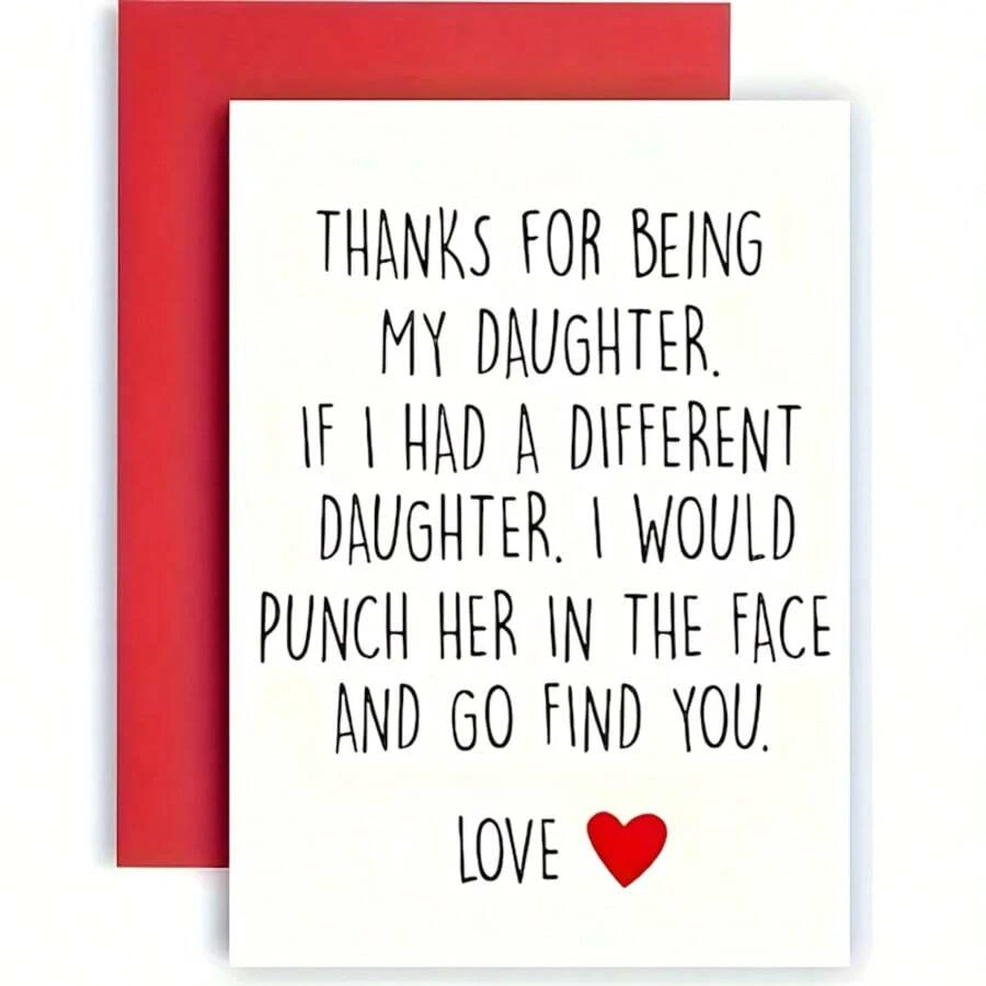 1pc Humorous Birthday Card For Daughter - Unique & Affectionate Greeting, Perfect Gift For Any Daughter, Includes Thank You Card Option, Father Daughter Relationship|Bold Lettering Card|Quality Paper Card - one-size - View 1