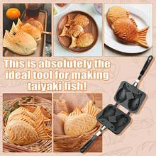Forma Waffle En Forma De Taiyaki Pescado Molde Antiadherente, Taiyaki Pan, Molde Antiadherente Para Tartas Con Forma De Pescado De Doble Cara, Bandeja Para Hornear El Hogar Bricolaje Cocina Fiesta Postre - Negro - Ver 2