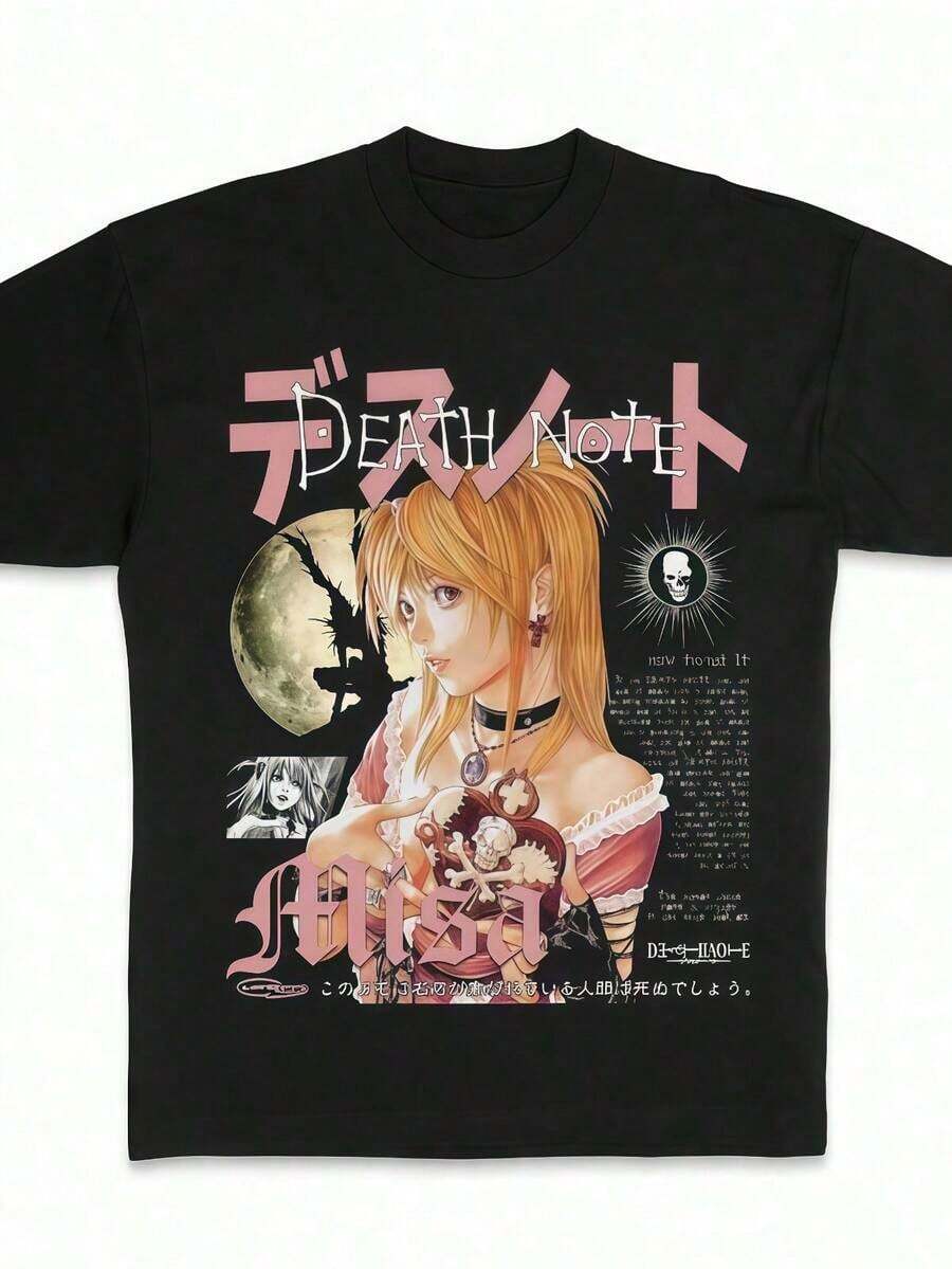 Misa Vintage Graphic Tees, Tshirt, Merch, Anime Clothing, Unisex Manga Anime Shirts Top Menswear Womenswear Streetwear - Black - View 1