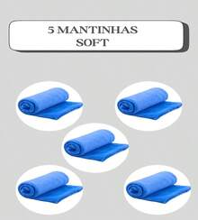 Set Of 5 Pet Blankets 80cm X 100cm Comfortable With Hemmed Finish - 藍色 - 查看 6
