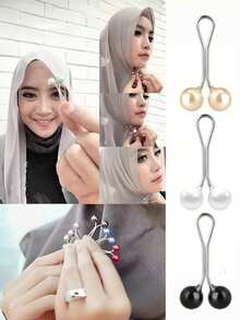 12/6/4/1 pièce/Set Clips pour hijab musulman, épingles à hijab décorées de perles, broche anti-glissement, foulard, châle, épingle fixe pour femme, clip pour foulard, broche de mode en perle, accessoires de bijoux pour femme - Multicolore - Voir 10