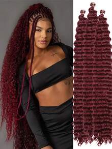 Long Deep Wave Braiding Hair 30 Inch Ocean Wave Crochet Hair Synthetic Deep Curly Crochet Hair Extensions For Women - Multicolor - View 24