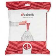 Brabantia PerfectFit Bolsas de basura (tamaño B/1.3 gal) de plástico grueso con asas de cordón (40 bolsas)(40 Bags Blanco - Código J) - Multicolor - Ver 1