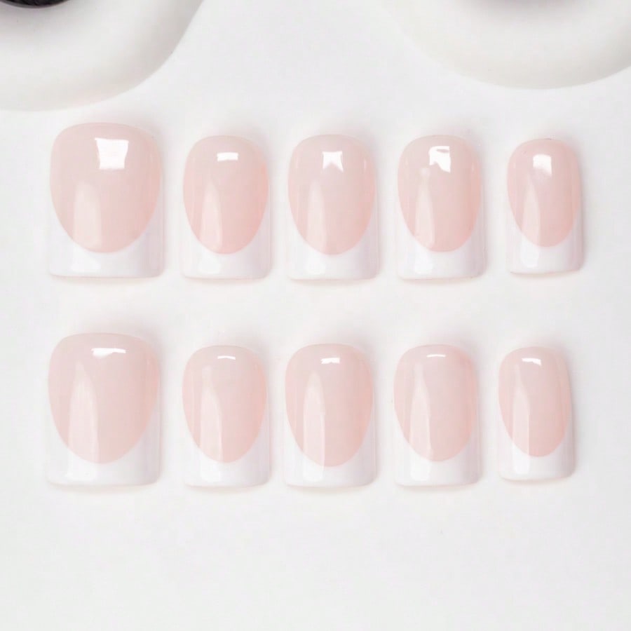 10pcs Square Shaped Handmade Nail Tips, Y2K Baddie Style, Nude, Milky, White Color With French Edge Design, Handcrafted Nail Stickers Suitable For Women And Girls, Glitter Nails For Party, Wedding, Daily Wear, Includes Tool Kit, Great Gift For Ladies And Girls Nail Supplies Handmade Press On Nails