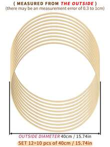 10pcs Beige Dreamcatcher Feather Outdoor Lawn Wedding Hanging Decor Bamboo Hoops, Wind Chime Mori Style Inner Rings, Wall Bedroom Decor Bamboo Hoops, Gifts And Decorative Hanging Pieces For Halloween, Christmas And Other Holidays, Also Suitable For DIY Embroidery Hoops - Apricot - View 14