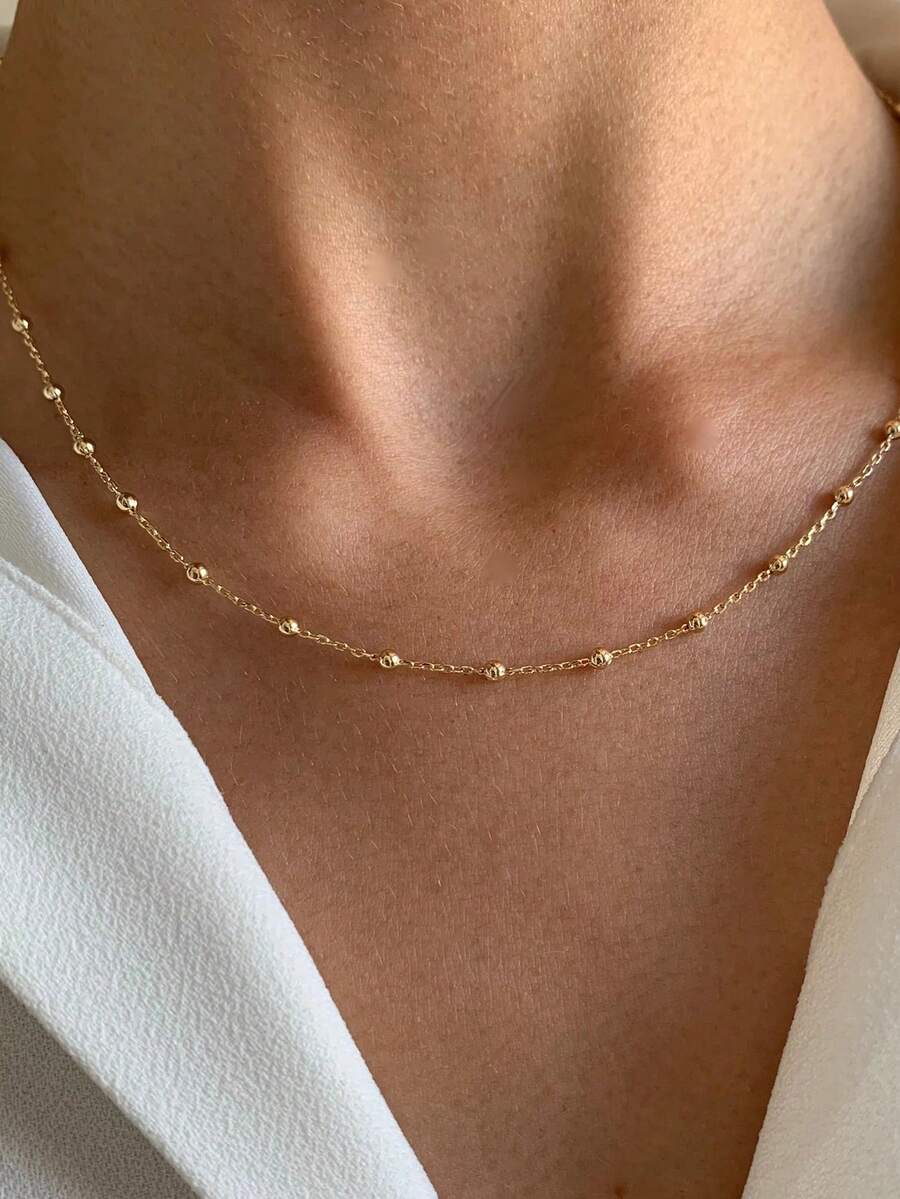 1件不锈钢女士简约珍珠项链，优雅百搭，适合婚礼和日常佩戴 - Necklace - 查看 1