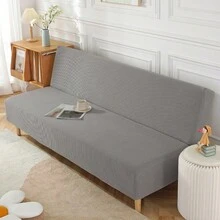 1 husă de canapea fără brațe, culoare solidă, din fleece de porumb, husă elastică pentru canapea, husă de protecție împotriva prafului pentru canapea, potrivită pentru decorul zilnic al casei, decorul de sărbători, decorul de petrecere și multe altele - Gri deschis - Vizualizare 2