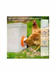 Automatic Chicken Feeder Set, Gravity-Fed, Reduces Waste, Waterproof & Reusable, Includes Drill Tool
