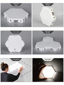 1pc Smart Touch Quantum Honeycomb Wall Lamp, Modular Creative Atmosphere Light, Living Room Bedroom DIY Decorative Lighting Fixture, Suitable For Wall Art Landscaping, Atmosphere Lighting Design, DIY Modular Decoration, Smart Touch And Luxury Scene Arrangement - Honeycomb Lights - View 9