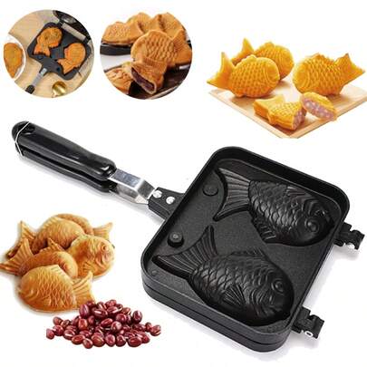 Forma Waffle En Forma De Taiyaki Pescado Molde Antiadherente, Taiyaki Pan, Molde Antiadherente Para Tartas Con Forma De Pescado De Doble Cara, Bandeja Para Hornear El Hogar Bricolaje Cocina Fiesta Postre