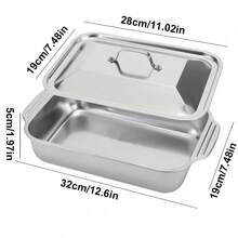 Stainless Steel Baking Tray With Lid - Non-Stick Rectangular Baking Pan, Suitable For Desserts, Breads, Seafood - Ideal For Grilling, Buffets, Holidays And Commercial Kitchens, High-Quality Polished Surface