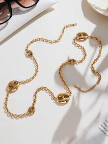 1pc Fashionable Pig Nose Element Long Sweater Chain Necklace - Pig Nose Long Necklace - View 7