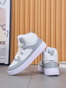 O pereche de pantofi sport casual pentru exterior, pantofi sport cu talpă groasă, pantofi tineri și la modă, pantofi de plajă înalți și pantofi albi - Argint - Vizualizare 6