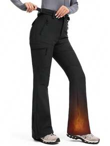 Women's-Snow-Ski-Pants Water-Resistant Fleece Lined Winter Hiking Snowboard Thermal Insulated 5 Pockets - 深灰色 - 查看 10