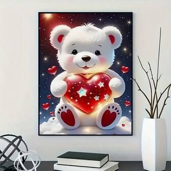 1 st ramlöst runt diamantmålningsset - full borrning diamantkonst, kanvas DIY mosaik hantverksset, inkluderar penna, lim, diamantbricka, diamantpärlor. Lämplig för diamantmålningsentusiaster, väggdekorationer för hemmet, pedagogiska leksaker för barn, stresslindring