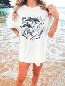 Gudi Zai Directional Short Sleeve Oversized T-Shirt - White - View 7