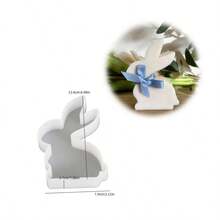 Molde para estatueta de coelho da Páscoa, molde para vela DIY, molde para decoração de casa, molde para fundição de resina, molde de silicone para cera derretida de coelho de orelhas compridas sentado/em pé. - Branco - Ver 2