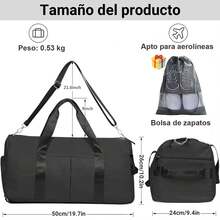 Bolsa de Deporte para Gimnasio Seca/Húmeda con Bolsillo Separado y Compartimento para Zapatos - Ideal para Viajes, Entrenamiento, Natación y Yoga, Unisex Adulto (Azul) - Azul - Ver 5