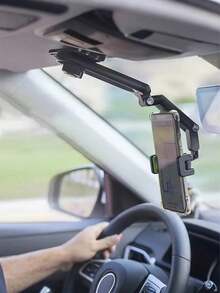 Universal Car Sun Visor Phone Holder - Non-Slip Alligator Clip With Silicone Pad, Firmly Fixed, 360-Degree Multi-Function Rotating Rearview Mirror, One-Handed Operation, No Noise Or Shaking, Dual-Axis 180° Free Adjustment For Optimal Viewing Angle