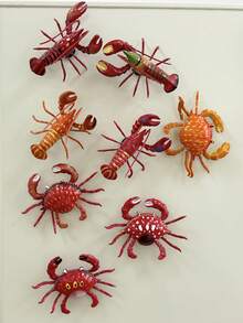 1个逼真可动四肢螃蟹龙虾大号冰箱贴，适合家居装饰、冰箱、日常使用以及节日/生日礼物 - 彩色 - 查看 6