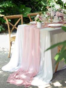 1件浅粉色优雅薄纱桌旗，粉色主题生日装饰、餐桌摆饰、婚礼装饰、浅粉色桌布、冬季装饰、婚礼薄纱、情人节装饰桌旗、家居房间装饰桌布、情人节、派对装饰 - 场景布置的理想之选 - 粉色 - 查看 1