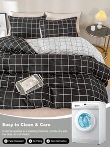 3pcs Checkerboard Pattern Duvet Cover Set (1 Duvet Cover And 2 Pillow Shams), Soft And Skin-Friendly, Suitable For All Seasons - Multicolor - View 10