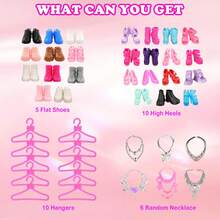 Miunana 51 PCS Ropa y Accesorios para Muñecas de 4 Piezas Vestidos de Moda 3 Tops y Pantalones 2 Piezas de Vestidos de 2 Juegos de Baño Bikini 15 Zapatos 30 Ropa y Accesorios - 1 - Ver 7