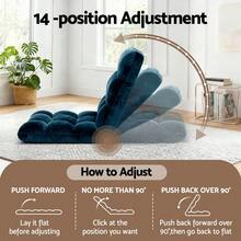 Artiss Floor Lounge Sofa Bed Flannel Fabric Navy - Blue - View 4