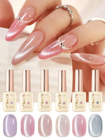 KAMUA 猫眼造型磁性指甲油，同色同瓶，全息闪粉，半透明，沙龙级品质，12毫升，磁性美甲