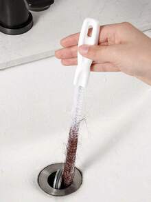 2/5/10pcs Drain Brush, Long Handle Drain Clog Remover Tool, Nylon Bristle Pipe Cleaning Brush, Suitable For Bathroom, Kitchen Sink, Bathtub, Shower And Drain Pipe Cleaning, Can Remove Hair Clogging, Sink Brush, Drain Clog Cleaner - White - View 4