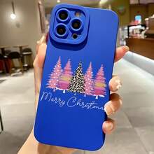 2026 nueva funda de teléfono esmerilada, funda de teléfono con diseño de árbol de Navidad y estampado de leopardo, diseño de Feliz Navidad para  17 15 Pro Max,  17 14 Pro,  17 13, protector de teléfono  Galaxy S23 S22 S21, funda de teléfono para parejas, regalo para él y ella, regalo de vacaciones - Negro - Ver 4