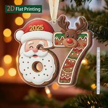 2D Flat, 1 Pack 2005 Santa Claus Reindeer Gingerbread, Number 67 Acrylic Hanging Decoration - 2D Flat Christmas Tree Decoration With Red And Striped Socks, Daisy And Candy Cane, Durable Non-Electric Pendant, Suitable For Home, Car Or New Year Party Decoration (El Not Included) - Numbers Six and Seven, Acrylic Decorative Items - View 5