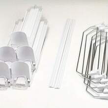 2pcs/Set Refrigerator Beverage Storage Organizer Rack, Automatic Soda Can Dispenser, Drink Pusher, White Striped Design, Upgraded Double-Layer Shelves With Positioning Clips - Multicolor - View 3