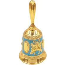 HAWTHourwof Hand BellMetal Dinner Bell Decorative Wedding Bells Service Bell Call Bell Christmas Bell Golden Blue - GoldenBlue - View 1