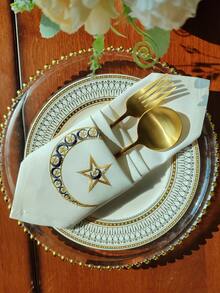 1/2/4条装 100% 涤纶精美刺绣餐巾，适用于家居、节日装饰、派对、婚礼、餐厅、厨房、餐桌、书桌、茶几、梳妆台、客厅、卧室、室内外、野餐等场合。 - 藏蓝色 - 查看 4