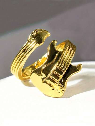 1pc Fashionable Rock Music Guitar Shaped Ring