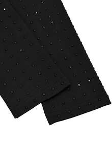 Fashion Elegant Summer Sexy V Neck Long Sleeve Sparkling Rhinestone Wrap Hipster Jumpsuit For Women New Birthday Party Festival Outfits - Black - View 8
