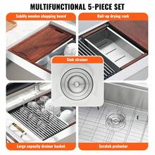 Fregadero de cocina de estilo rústico , fregaderos de empotrar de acero inoxidable 304, lavabo de un solo tazón con repisa y accesorios, fregaderos de lavavajillas domésticos para estaciones de trabajo, cocinas de preparación y fregaderos de barra, 30 pulgadas - 30 pulgadas - Ver 3