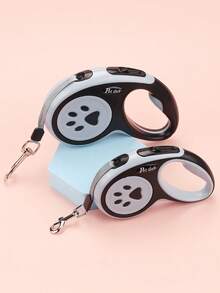 Guia retrátil para animais de estimação, feita de nylon durável com controle de um botão para gerenciar o cão. Guia em formato de osso, ideal para passeios ao ar livre e viagens com animais de estimação de pequeno e médio porte. Design com estampa de pata. Guia para raças pequenas. - Multicolorido - Ver 9