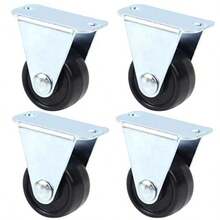 Framendino 4 Pack 1 Inch Rubber Caster Single Wheels Heavy Duty Rigid Non-Swivel Top Plate Fixed Casters - Paquetede4unidades - Ver 1
