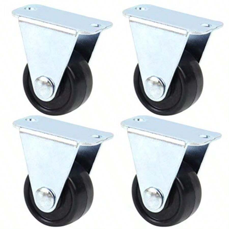 Framendino 4 Pack 1 Inch Rubber Caster Single Wheels Heavy Duty Rigid Non-Swivel Top Plate Fixed Casters - Paquetede4unidades - Ver 1
